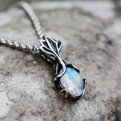 Moonstone Fish Pattern Pendant Necklace For Women