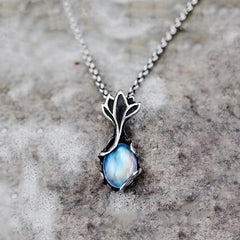 Moonstone Fish Pattern Pendant Necklace For Women