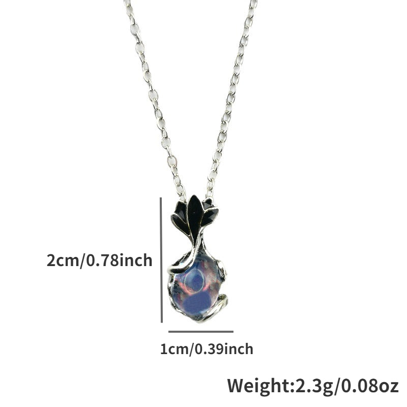 Moonstone Fish Pattern Pendant Necklace For Women