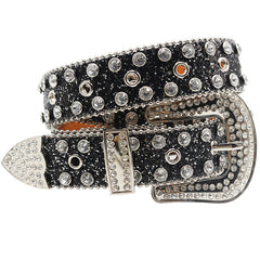 Sparkle Studded Rhinestone Western Cowboy Belt For Jeans Dress