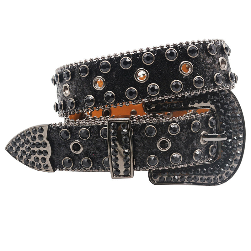 Sparkle Studded Rhinestone Western Cowboy Belt For Jeans Dress