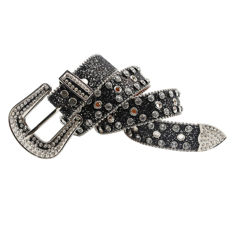 Sparkle Studded Rhinestone Western Cowboy Belt For Jeans Dress