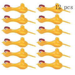 12pcs Catapult Turkey Tricky Fun Toy Launch Exotic Sticky Wall Chicken Prank