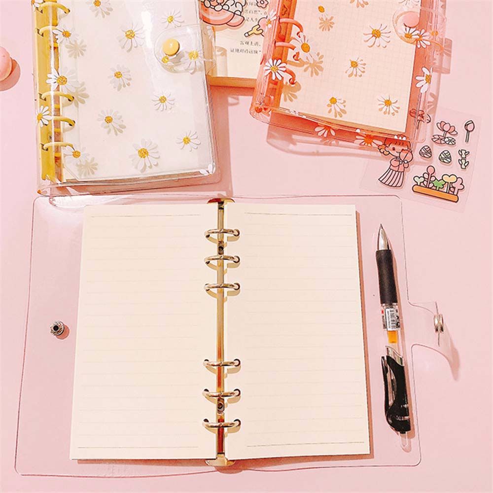A5 A6 PVC Transparent Daisy Notebook 6 Hole Loose Leaf Shell Journal