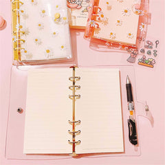 A5 A6 PVC Transparent Daisy Notebook 6 Hole Loose Leaf Shell Journal
