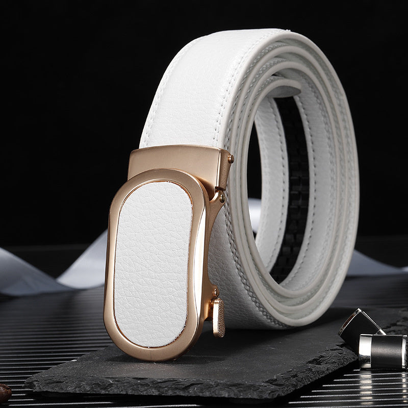 Men's Leather Belt High Waist Alloy Buckle