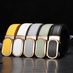 Men's Leather Belt High Waist Alloy Buckle