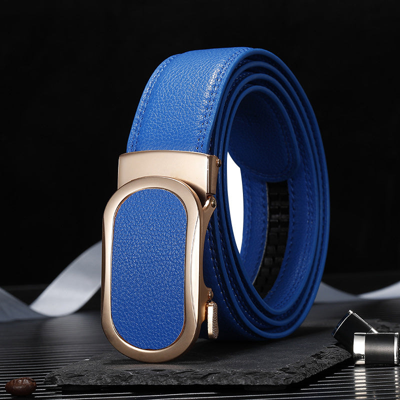 Men's Leather Belt High Waist Alloy Buckle