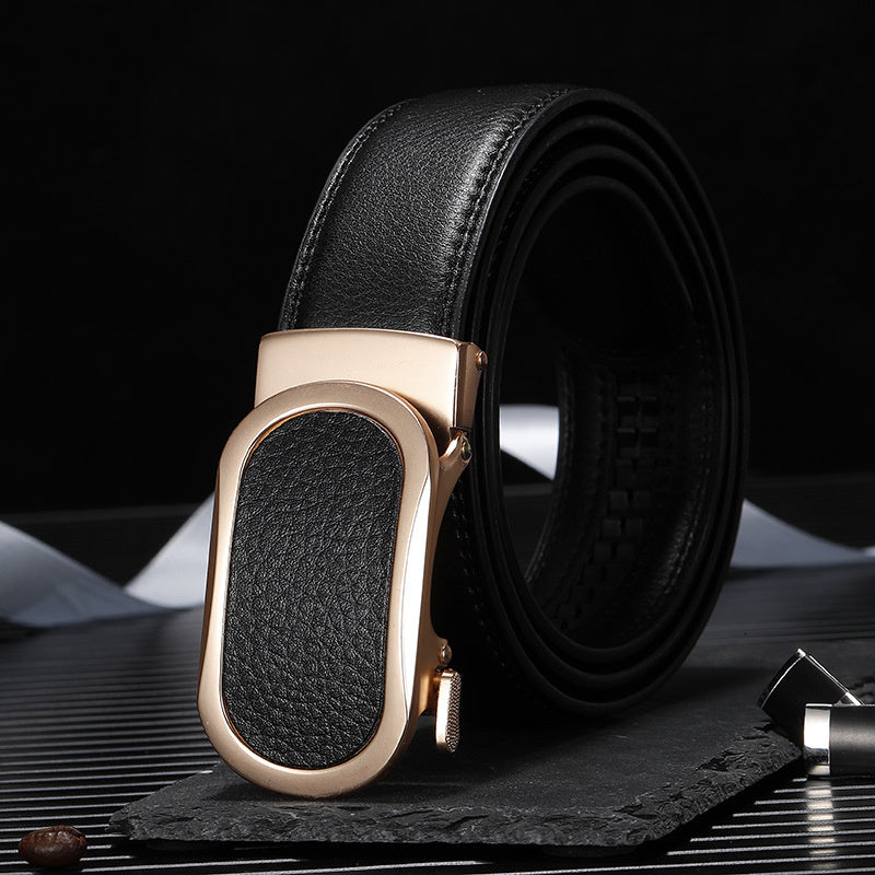 Men's Leather Belt High Waist Alloy Buckle