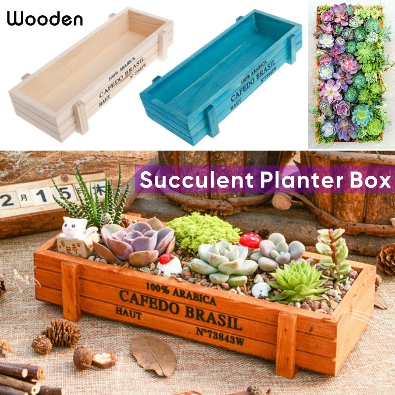 Vintage Wooden Succulent Planter Box Garden Flower Pot
