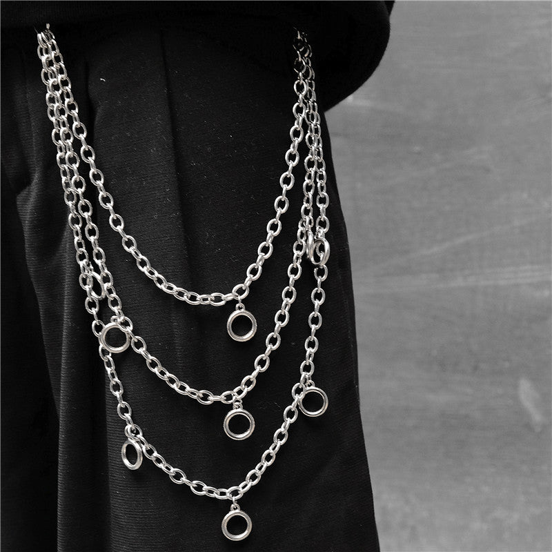Retro Metal Chain Jeans Pants Gothic Accessories Men Women