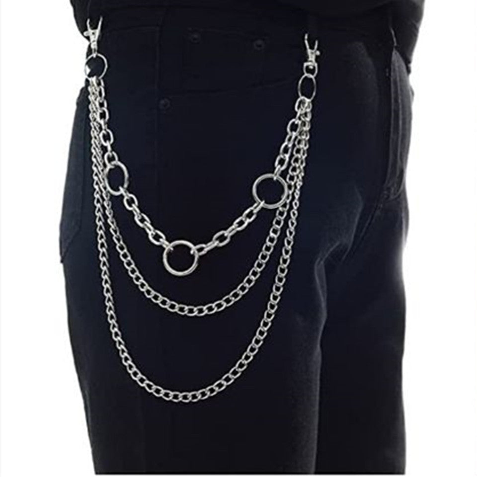 Retro Metal Chain Jeans Pants Gothic Accessories Men Women
