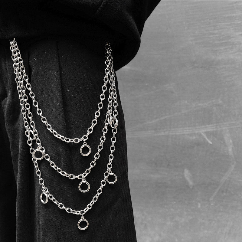 Retro Metal Chain Jeans Pants Gothic Accessories Men Women