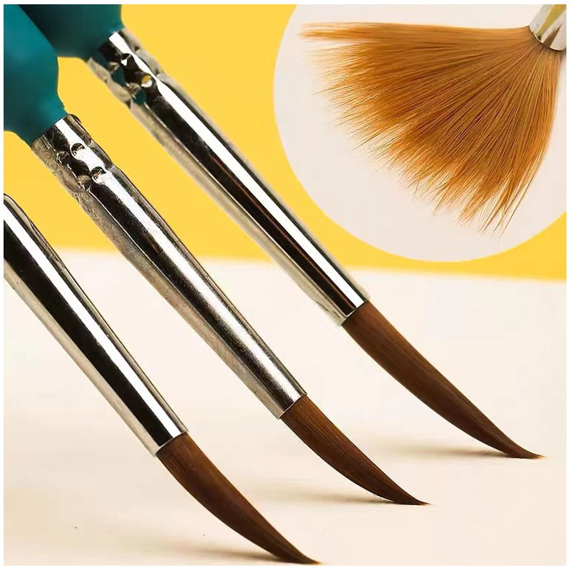 11Pcs Detail Paint Brush Set Nylon Hair Watercolor Art Model Drawing Supplies