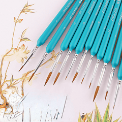 11Pcs Detail Paint Brush Set Nylon Hair Watercolor Art Model Drawing Supplies