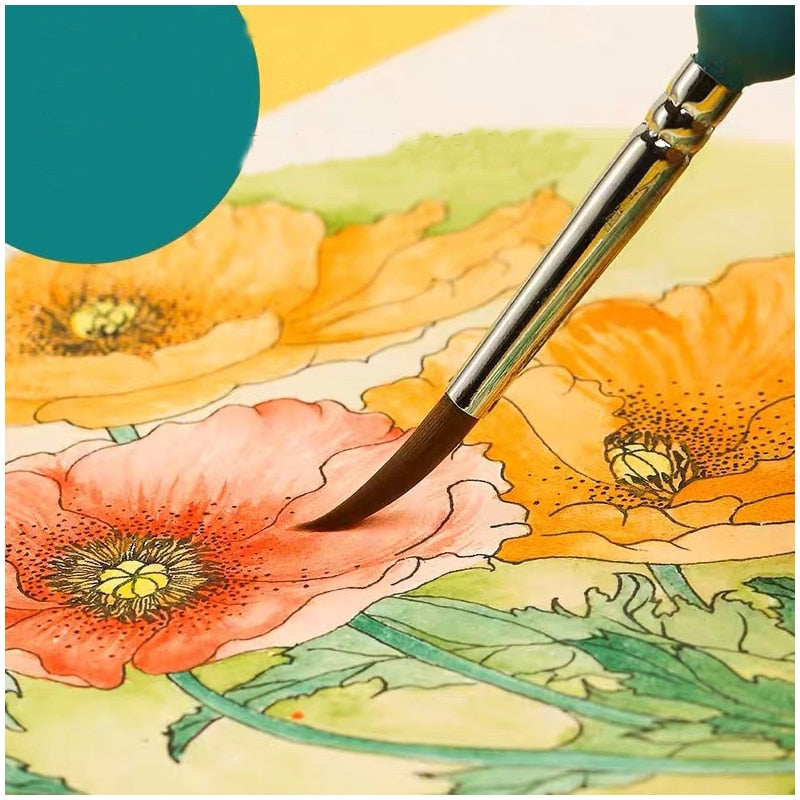 11Pcs Detail Paint Brush Set Nylon Hair Watercolor Art Model Drawing Supplies