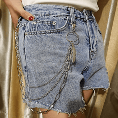 Silver Feather Key Tassel Pendant Chains Hip Hop Punk Jeans Pants Key Chain Belt