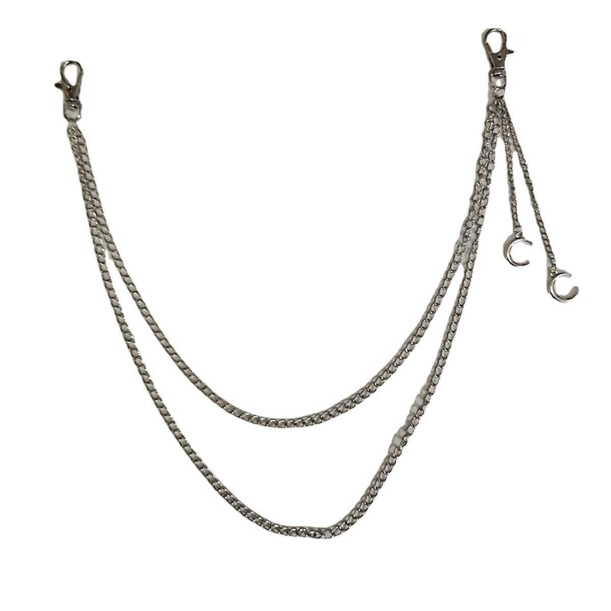 Multilayer Metal Chains Rock Trousers Keychain Ring Clip Portrait Pendant