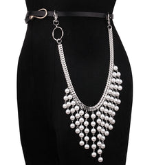 Faux Pearl Tassel Jeans Pants Key Chain Ring Hip Hop Accessories