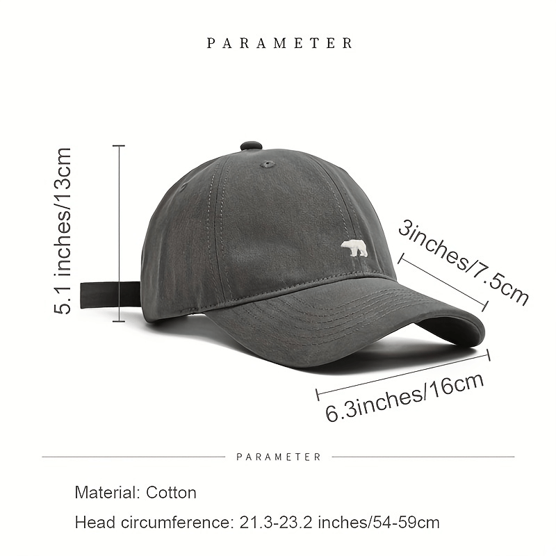 Polar Bear Embroidered Denim Baseball Cap Unisex Sunshade Hat