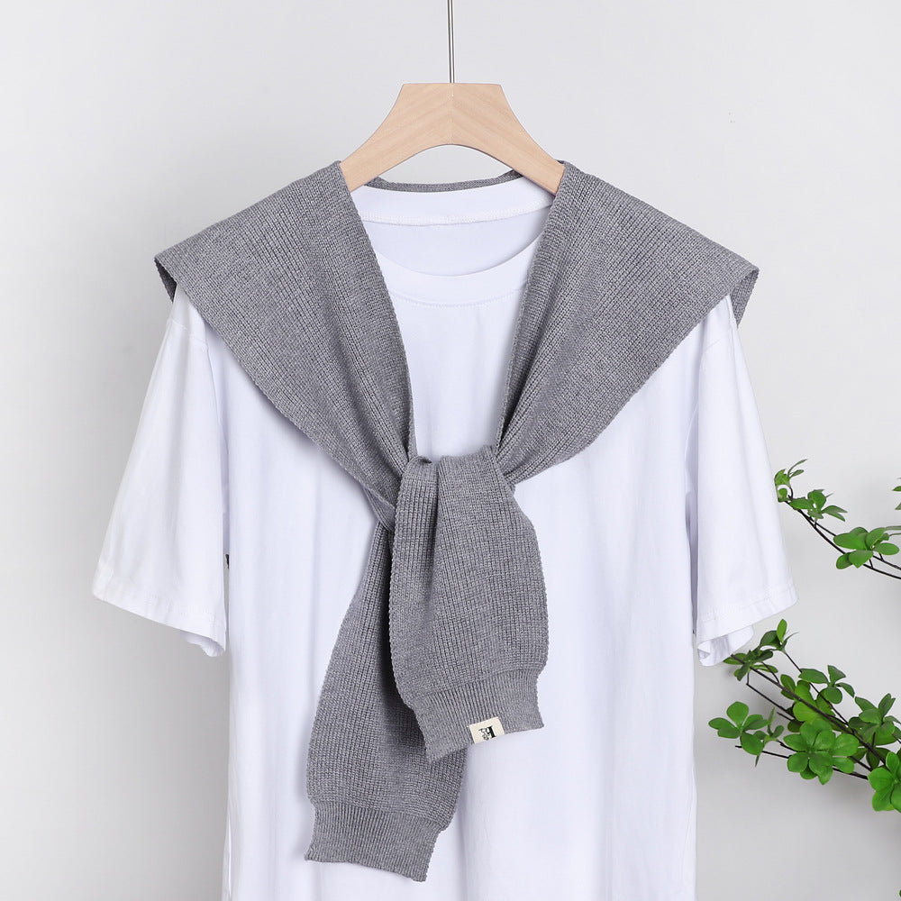 Candy Knitted Shawl Warm Cape Long Sleeves Wraps