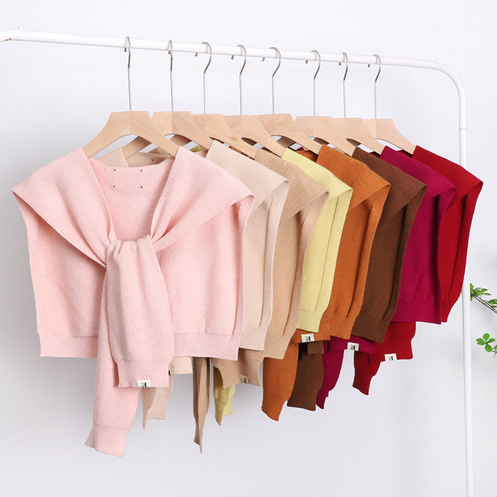 Candy Knitted Shawl Warm Cape Long Sleeves Wraps