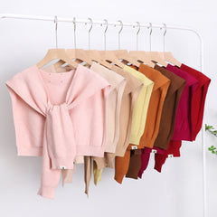 Candy Knitted Shawl Warm Cape Long Sleeves Wraps