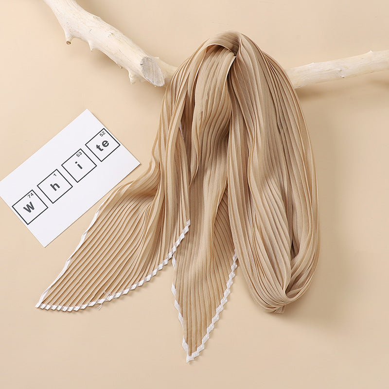 Pleated Skinny Scarf Gauze Ribbon Neckerchief Boho Twilly Scarf