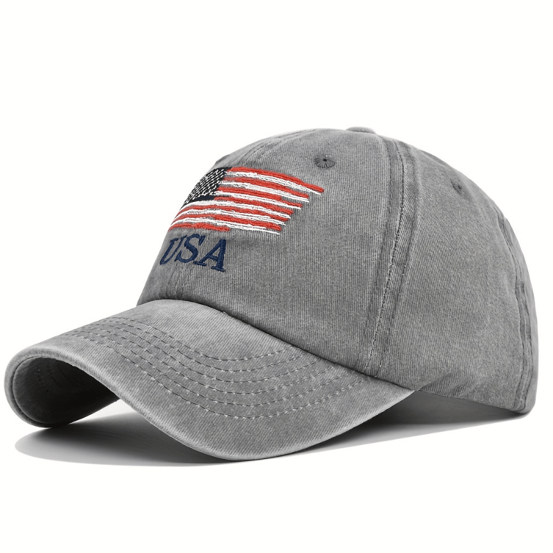Distressed American Baseball Cap Embroidered Peaked Trucker Hat