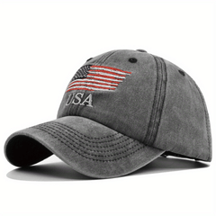 Distressed American Baseball Cap Embroidered Peaked Trucker Hat