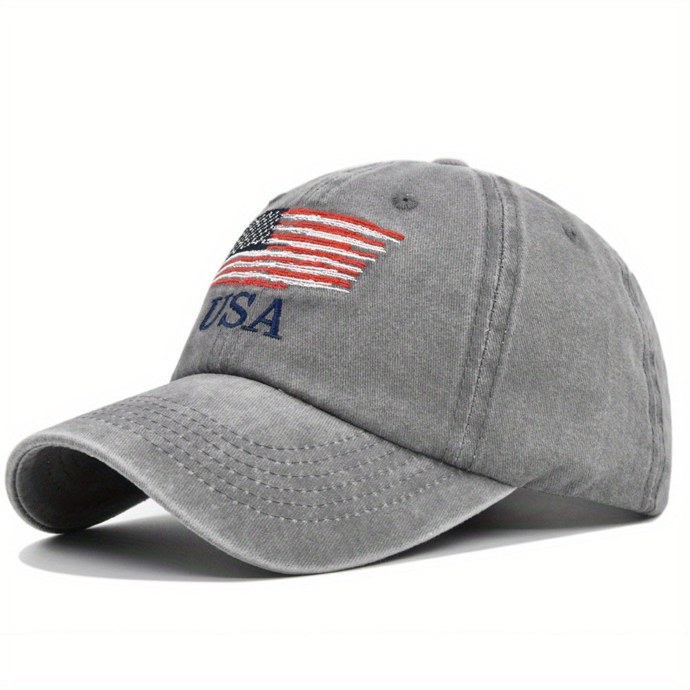 Distressed American Baseball Cap Embroidered Peaked Trucker Hat