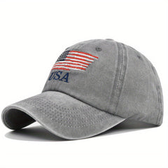 Distressed American Baseball Cap Embroidered Peaked Trucker Hat
