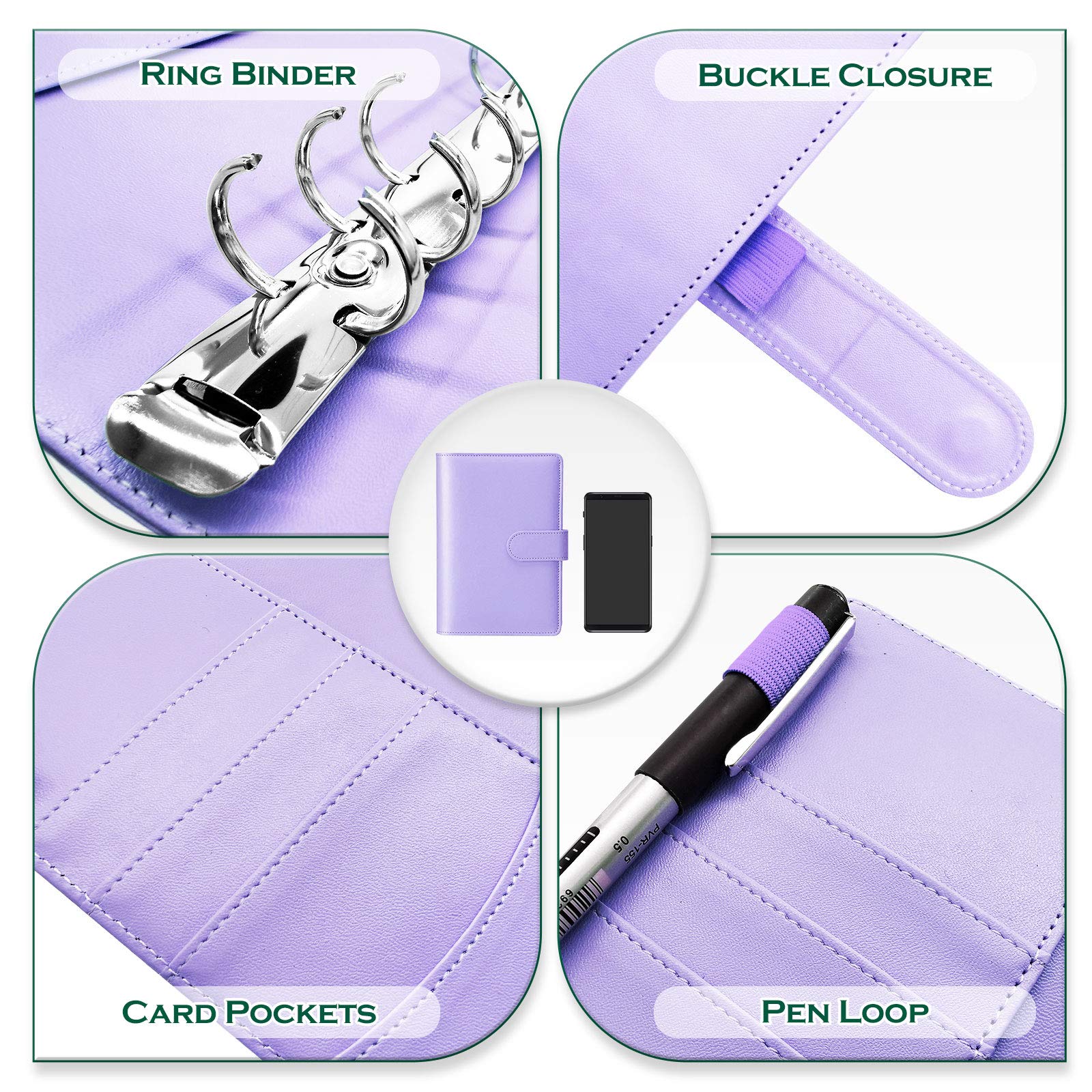 Budget Binder PU Leather Cover with Cash Envelopes - 6 Ring