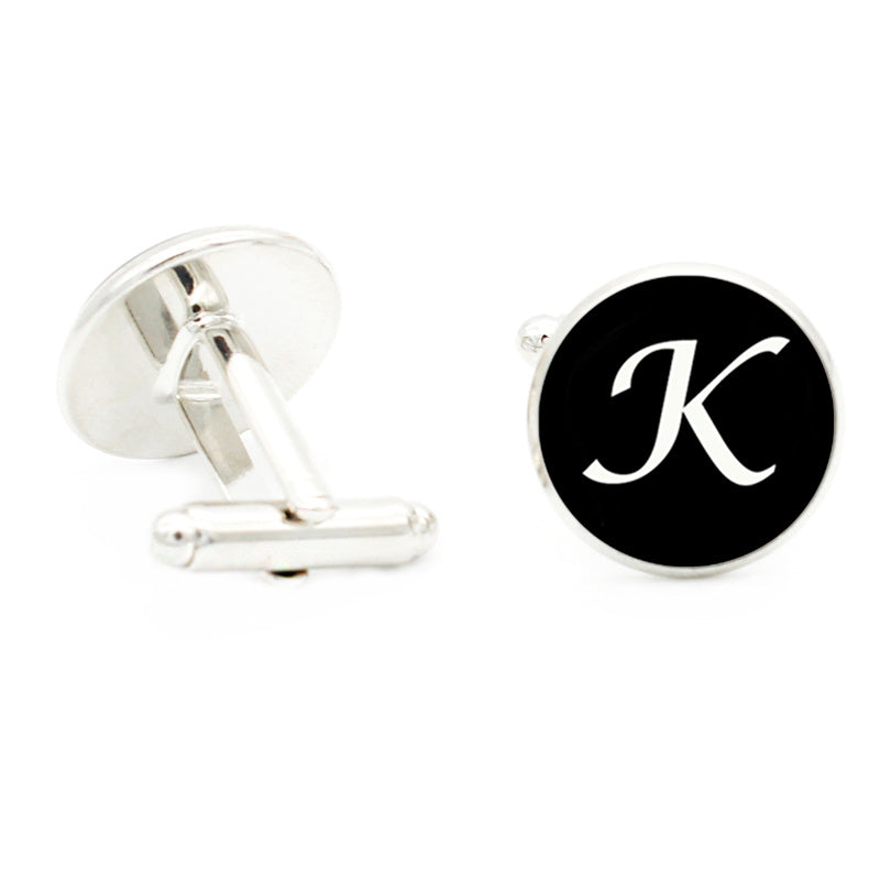 K Letter Cufflinks Suit Shirt Men's Jewelry