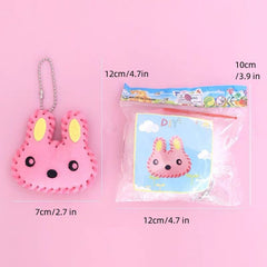 10 Pcs Non-woven DIY Pink Bag Keychain Arts Crafts Toy
