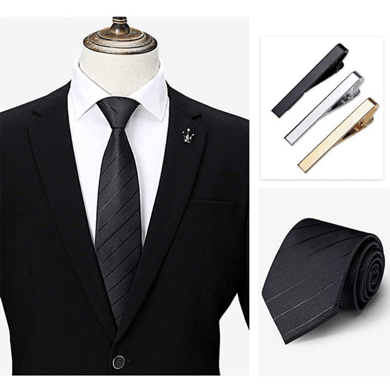 Minimalist Tie Clip Silver Metal Business Professional Security Tie Accessory