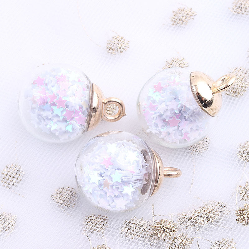 Mini Glass Bottle Stars Sequins Hanging Ball DIY Earrings Necklace