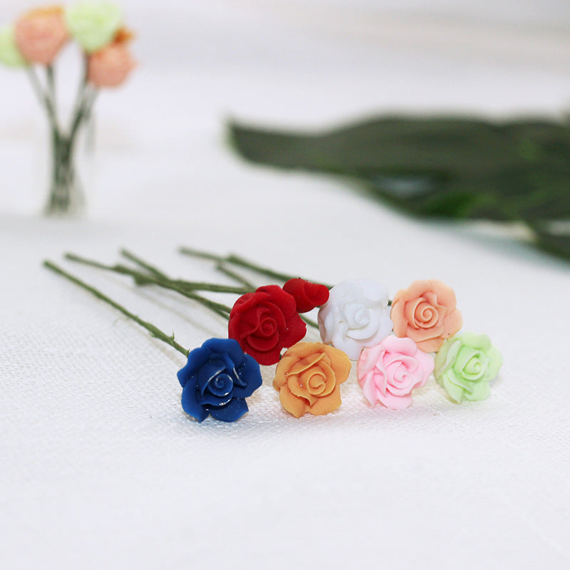 Mini Rose Food Play Scene Model Dollhouse Plant Flower Simulation