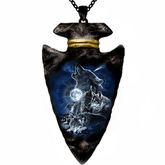 Forest Ghost Wolf Punk Hip Hop Wolf Pendant Necklace Geometric Triangle Chain