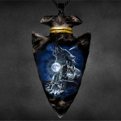 Forest Ghost Wolf Punk Hip Hop Wolf Pendant Necklace Geometric Triangle Chain