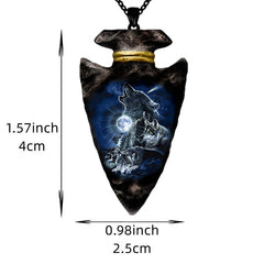 Forest Ghost Wolf Punk Hip Hop Wolf Pendant Necklace Geometric Triangle Chain