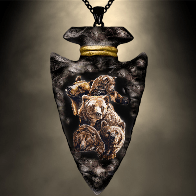 Geometric Triangle Bear Pendant Necklace For Boys