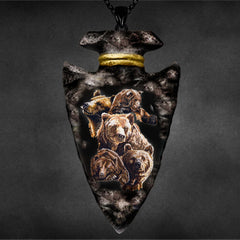 Geometric Triangle Bear Pendant Necklace For Boys