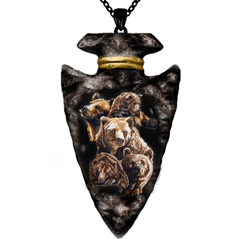 Geometric Triangle Bear Pendant Necklace For Boys