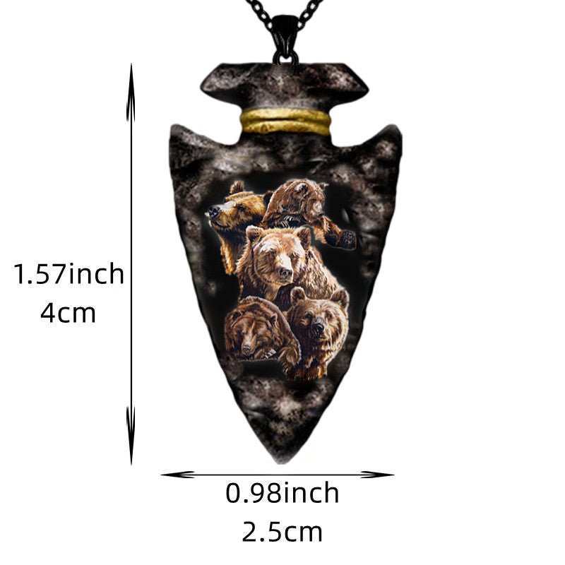 Geometric Triangle Bear Pendant Necklace For Boys