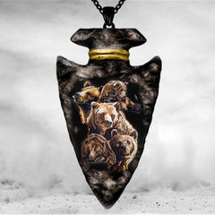 Geometric Triangle Bear Pendant Necklace For Boys