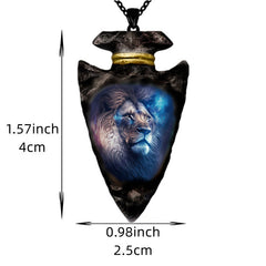 Geometric Triangle Lion Head Pendant Necklace