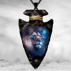 Geometric Triangle Lion Head Pendant Necklace