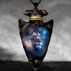 Geometric Triangle Lion Head Pendant Necklace