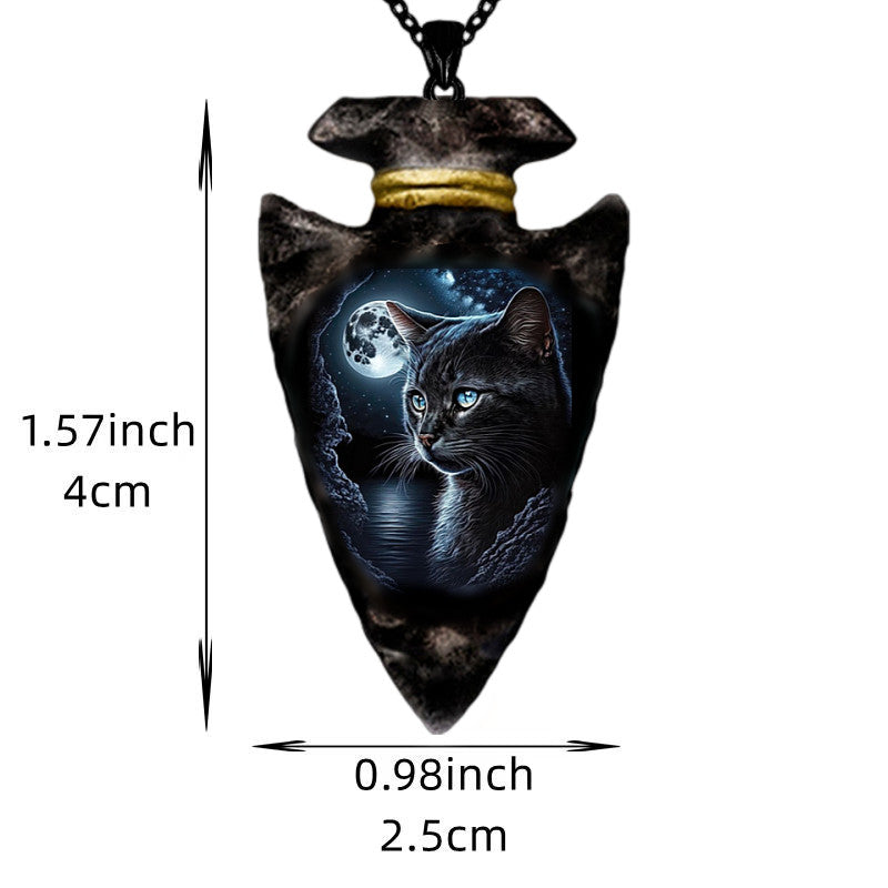 Geometric Triangle Cat Pendant Punk Hip hop Style Necklace